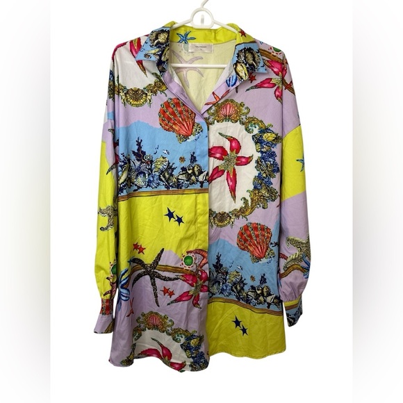Halfheart Colorful Sea Ocean Patterned Button-Up Shirt NWOT - Picture 1 of 5